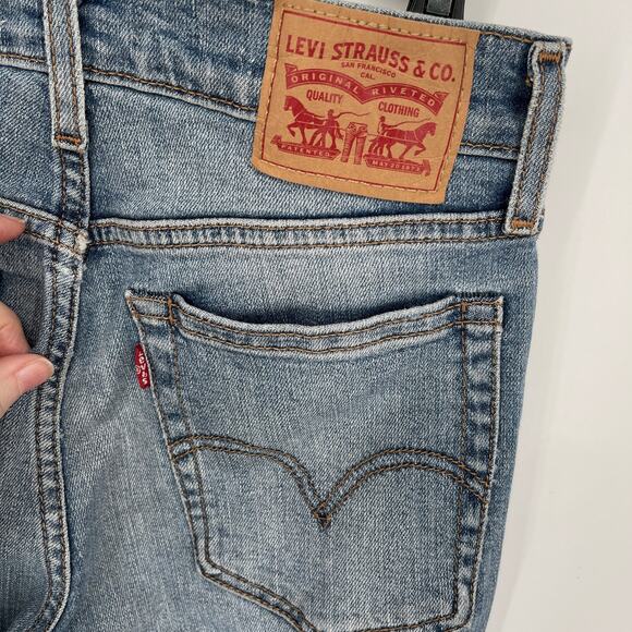 Levi's Premium Wedgie Skinny Jeans Sz 26 Button Fly High Rise Faded Distressed - Picture 9 of 12